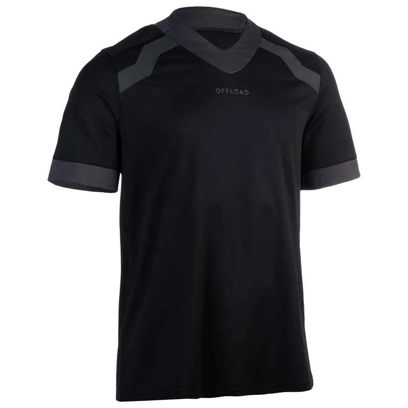 Maillot Manches Courtes De Rugby Homme R100 Noir 3 Maillot Manches Courtes De Rugby Homme R100 Noir