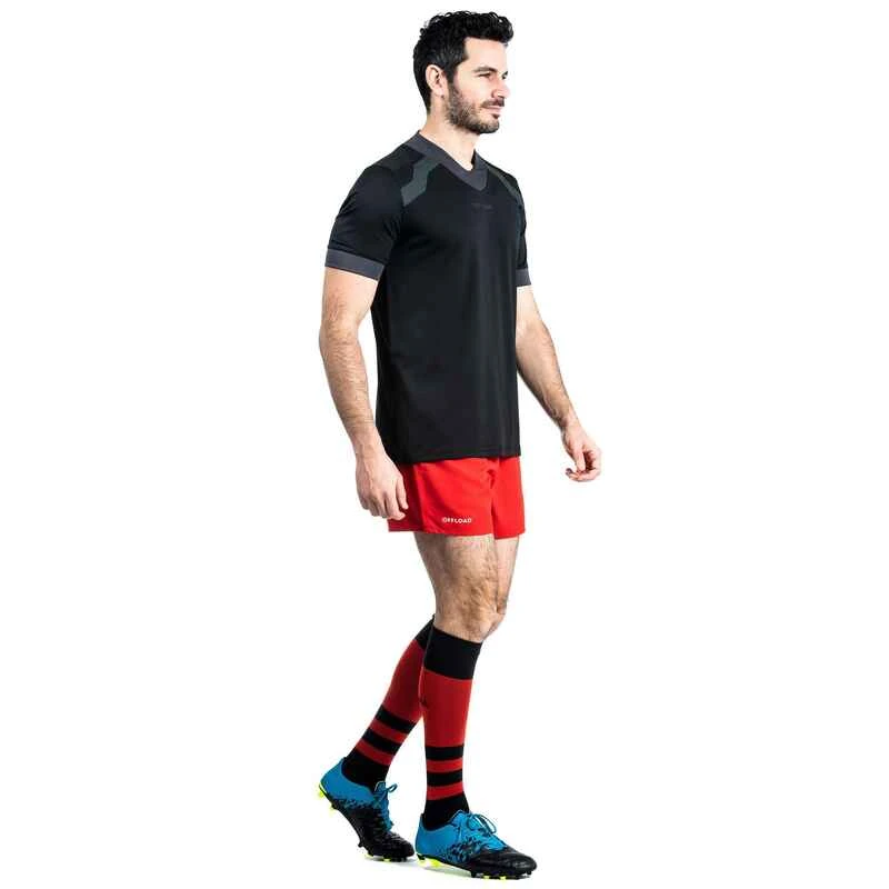 Maillot Manches Courtes De Rugby Homme R100 Noir 7 Maillot Manches Courtes De Rugby Homme R100 Noir – Image 5