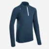 MAILLOT MANCHES LONGUES ENFANT 1/2 ZIP CHAUD - KIPRUN WARM BLEU MARINE -ProSportif Boutique maillot manches longues chaud 1slash2 zip enfant d athletisme at 100 bleu marine