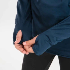 MAILLOT MANCHES LONGUES ENFANT 1/2 ZIP CHAUD - KIPRUN WARM BLEU MARINE -ProSportif Boutique maillot manches longues chaud 1slash2 zip enfant d athletisme at 100 bleu marine 4