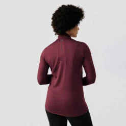 Kalenji T-shirt Manches Longues Chaud Running Femme - Zip Warm Violet -ProSportif Boutique maillot manches longues jogging femme run warm vert 2