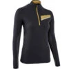 MAILLOT DE TRAIL RUNNING MANCHES LONGUES ZIP FEMME NOIR BRONZE -ProSportif Boutique maillot manches longues trail running femme noir bronze