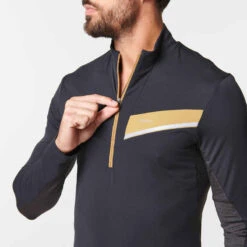 MAILLOT DE TRAIL RUNNING MANCHES LONGUES ZIP HOMME NOIR BRONZE -ProSportif Boutique maillot manches longues trail running homme noir bronze 3
