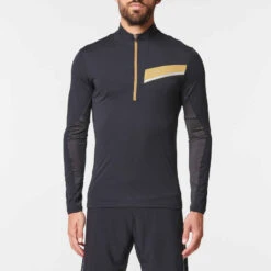 MAILLOT DE TRAIL RUNNING MANCHES LONGUES ZIP HOMME NOIR BRONZE -ProSportif Boutique maillot manches longues trail running homme noir bronze 9