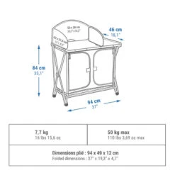 Quechua MEUBLE DE CUISINE PLIABLE POUR LE CAMPING -ProSportif Boutique meuble de cuisine pliable pour le camping 1