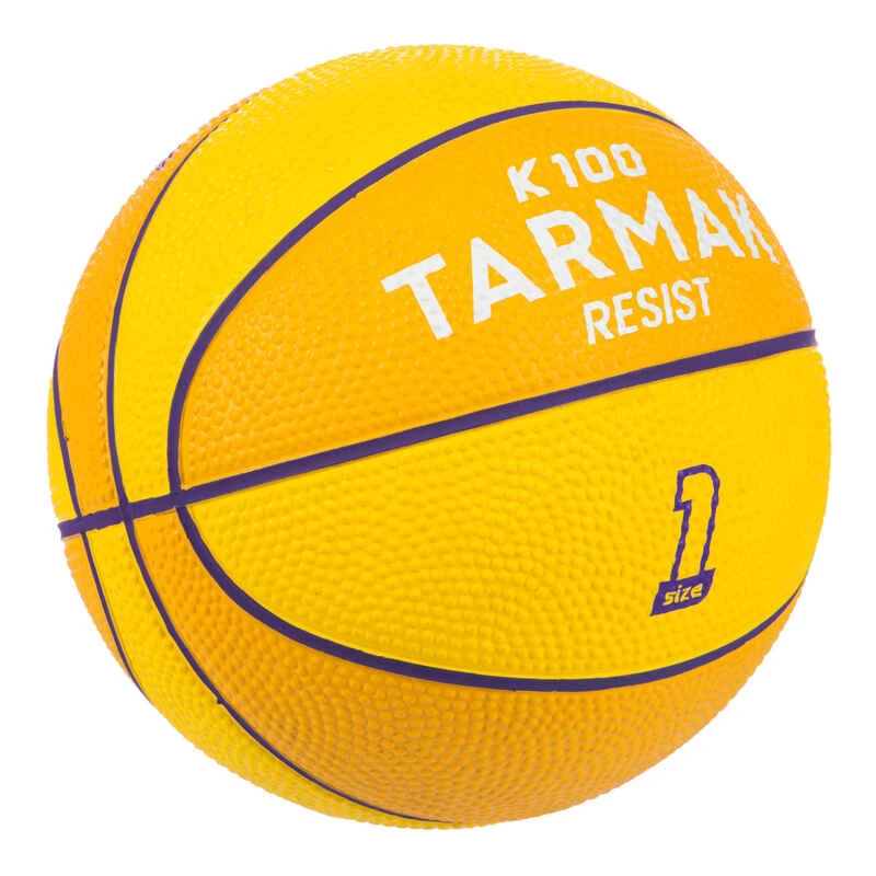 Mini Ballon De Basketball Taille 1 Enfant - K100 Rubber Jaune 4 Mini Ballon De Basketball Taille 1 Enfant - K100 Rubber Jaune – Image 2