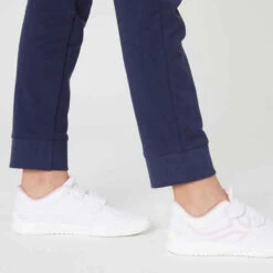 Pantalon De Jogging French Terry Droit Coton Enfant Fille - 100 Marine -ProSportif Boutique pantalon de jogging chaud fille french terry coton basique noir 3