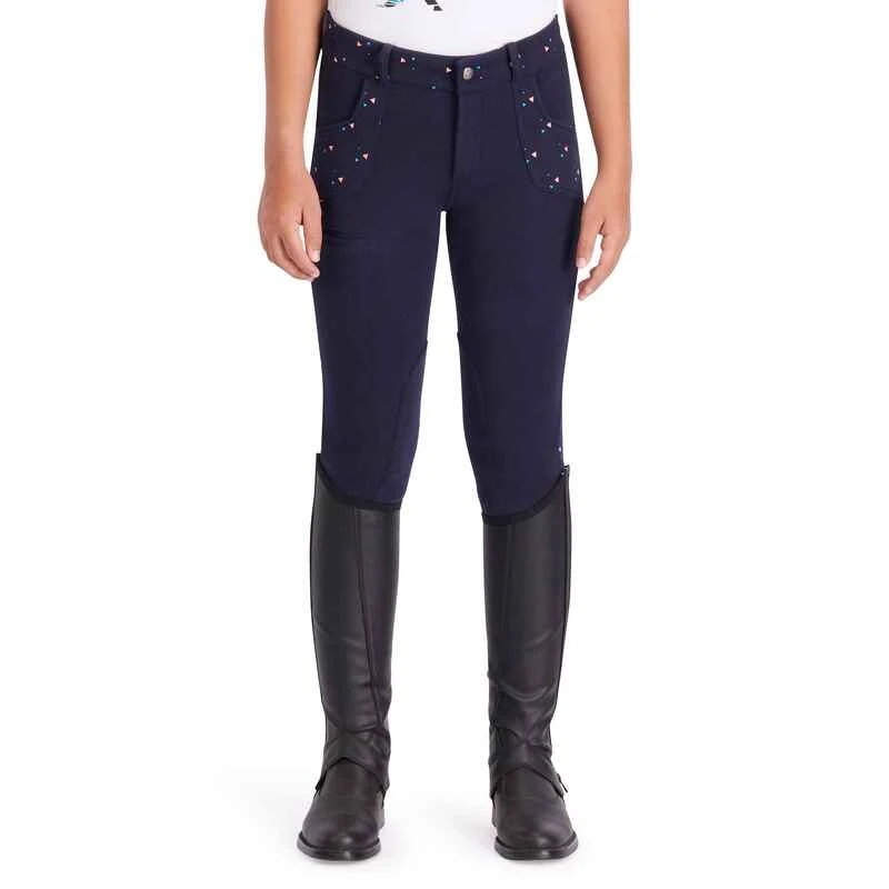 Pantalon équitation Fille 120 PRINT Marine à Points Rose 5 Pantalon équitation Fille 120 PRINT Marine à Points Rose – Image 3