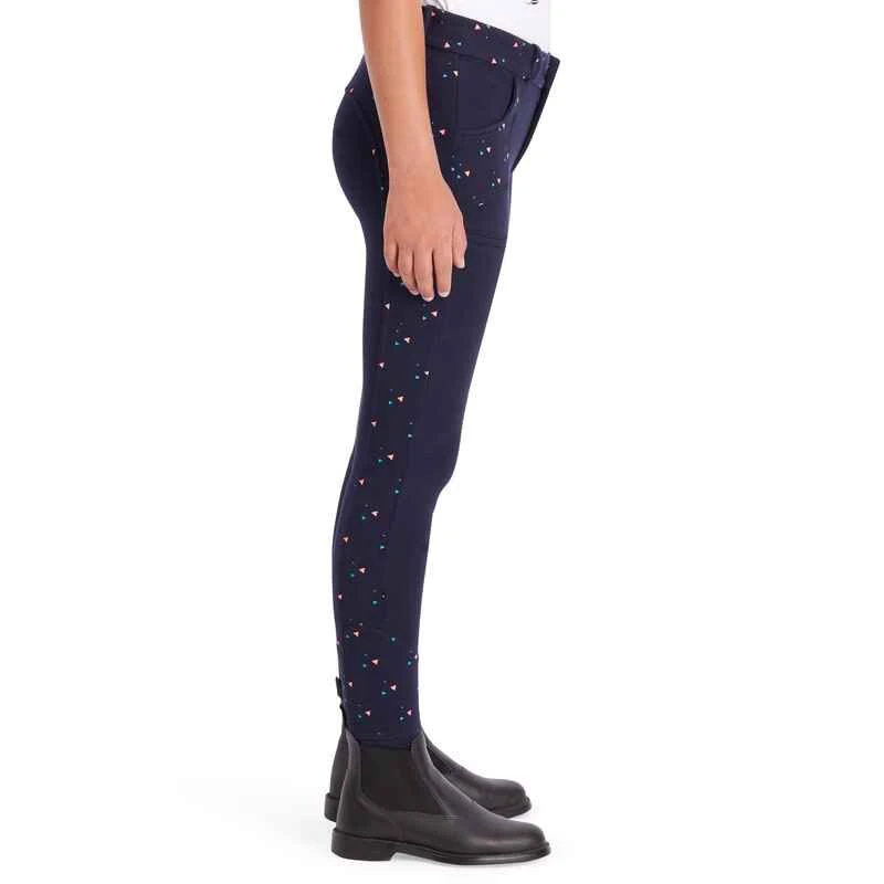 Pantalon équitation Fille 120 PRINT Marine à Points Rose 7 Pantalon équitation Fille 120 PRINT Marine à Points Rose – Image 5