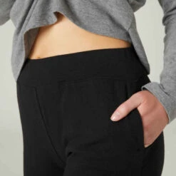 Pantalon Jogging Fitness Femme - 100 Noir -ProSportif Boutique pantalon fitness femme coton droit 100 noir 3