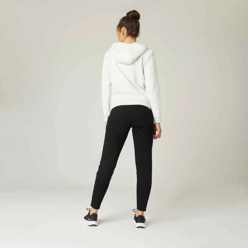 Pantalon Jogging Fitness Femme Coton Majoritaire Coupe Droite - 100 Noir 4 Pantalon Jogging Fitness Femme Coton Majoritaire Coupe Droite - 100 Noir â Image 2