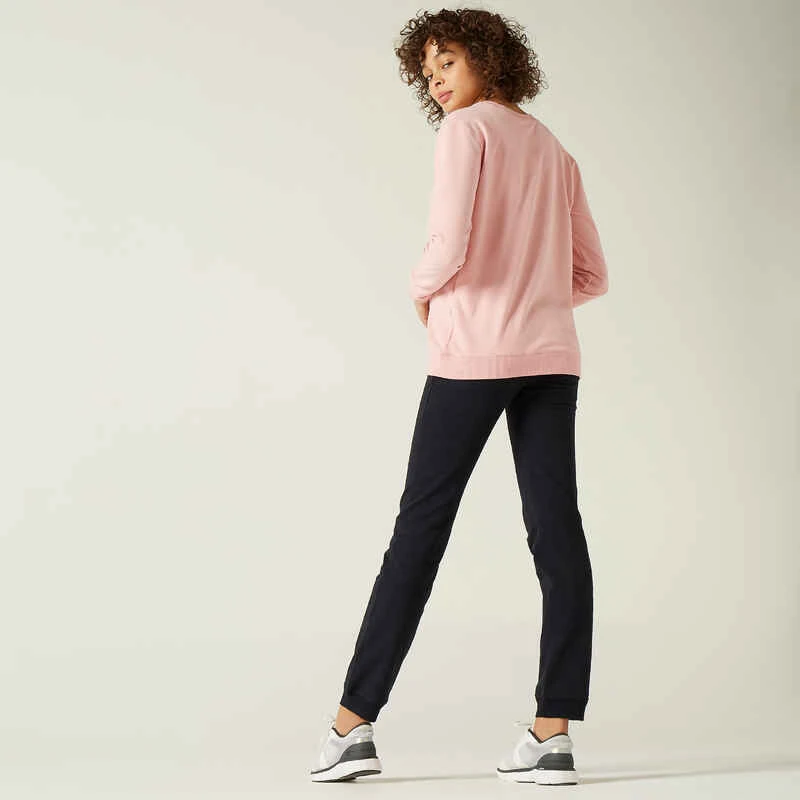 Pantalon Jogging Fitness Femme Coton Coupe Droite Sans Poche - 120 Noir 5 Pantalon Jogging Fitness Femme Coton Coupe Droite Sans Poche - 120 Noir – Image 3