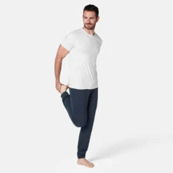 Pantalon Jogging Chaud Fitness Homme - 100 Bleu Noir -ProSportif Boutique pantalon jogging molleton fitness bleu fonce 1