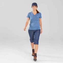Pantalon Modulable De Trek Voyage - TRAVEL 100 Denim Bleu Femme -ProSportif Boutique pantalon modulable de trek voyage travel 100 denim bleu femme 4