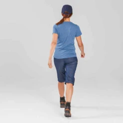 Pantalon Modulable De Trek Voyage - TRAVEL 100 Denim Bleu Femme -ProSportif Boutique pantalon modulable de trek voyage travel 100 denim bleu femme 5