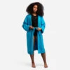 Peignoir De Bain Femme Coton Biologique Turquoise -ProSportif Boutique peignoir de bain a capuche coton leger femme turquoise