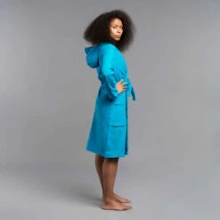 Peignoir De Bain Femme Coton Biologique Turquoise 9 Peignoir De Bain Femme Coton Biologique Turquoise -ProSportif Boutique peignoir de bain a capuche coton leger femme turquoise 2