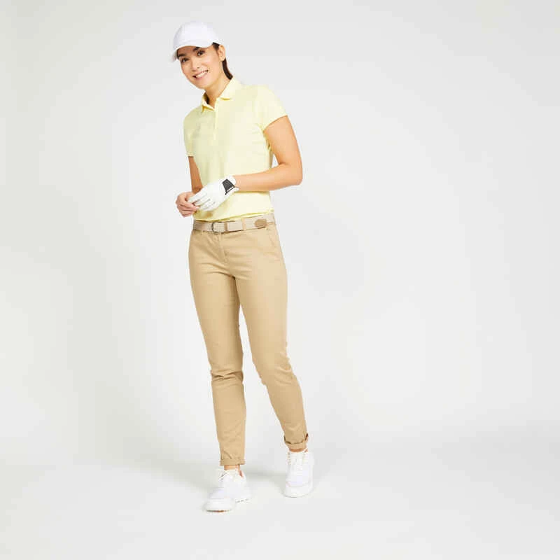 Polo De Golf Manches Courtes Femme MW500 Jaune Pale 4 Polo De Golf Manches Courtes Femme MW500 Jaune Pale – Image 2