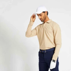 POLO GOLF MANCHES LONGUES HOMME - MW500 BEIGE -ProSportif Boutique polo de golf manches longues homme mw500 bleu marine 2