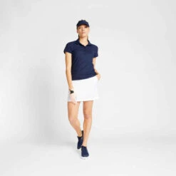 Polo De Golf Manches Courtes Femme WW500 Bleu Marine -ProSportif Boutique polo de golf respirant femme bleu marine 3