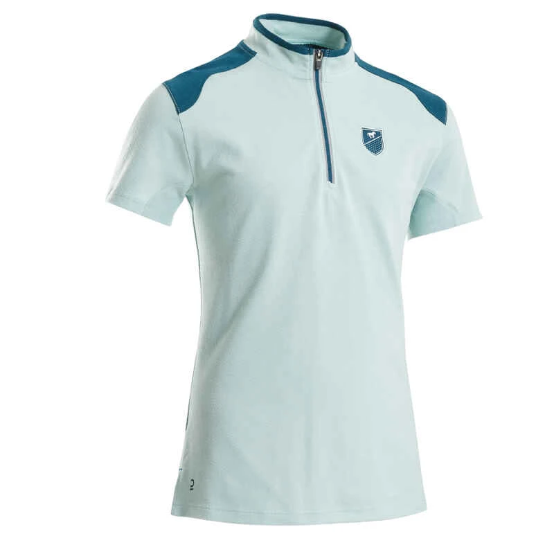 Polo Manches Courtes équitation Enfant 500 Vert Clair Et Vert Pétrole 6 Polo Manches Courtes équitation Enfant 500 Vert Clair Et Vert Pétrole – Image 4