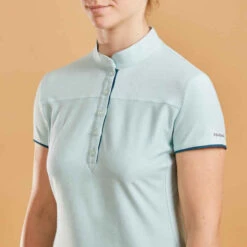 Polo Manches Courtes équitation Femme 500 Vert -ProSportif Boutique polo manches courtes equitation femme 500 bleu petrole 2