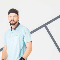 Polo Tennis Manches Courtes Homme - ARTENGO DRY Bleu Ciel Gris -ProSportif Boutique polo tennis manches courtes homme tpo dry marine bleu ciel 3