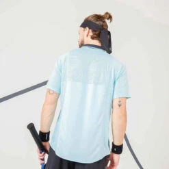 Polo Tennis Manches Courtes Homme - ARTENGO DRY Bleu Ciel Gris -ProSportif Boutique polo tennis manches courtes homme tpo dry marine bleu ciel 5