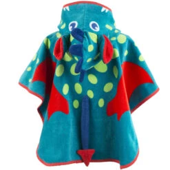 Poncho Bébé Avec Capuche Bleu Vert Imprimé DRAGON -ProSportif Boutique poncho bebe avec capuche bleu vert imprime dragon 1