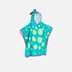 Poncho De Bain Coton Bébé - Dragon Bleu-Vert