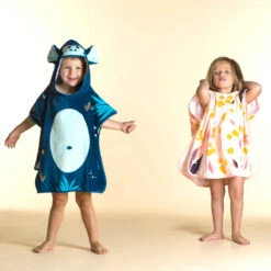 Poncho De Bain Coton Bébé - Singe Bleu Foncé -ProSportif Boutique poncho de bain coton bebe singe bleu fonce 2