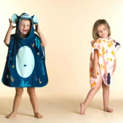 Poncho De Bain Coton Bébé - Singe Bleu Foncé -ProSportif Boutique poncho de bain coton bebe singe bleu fonce 3
