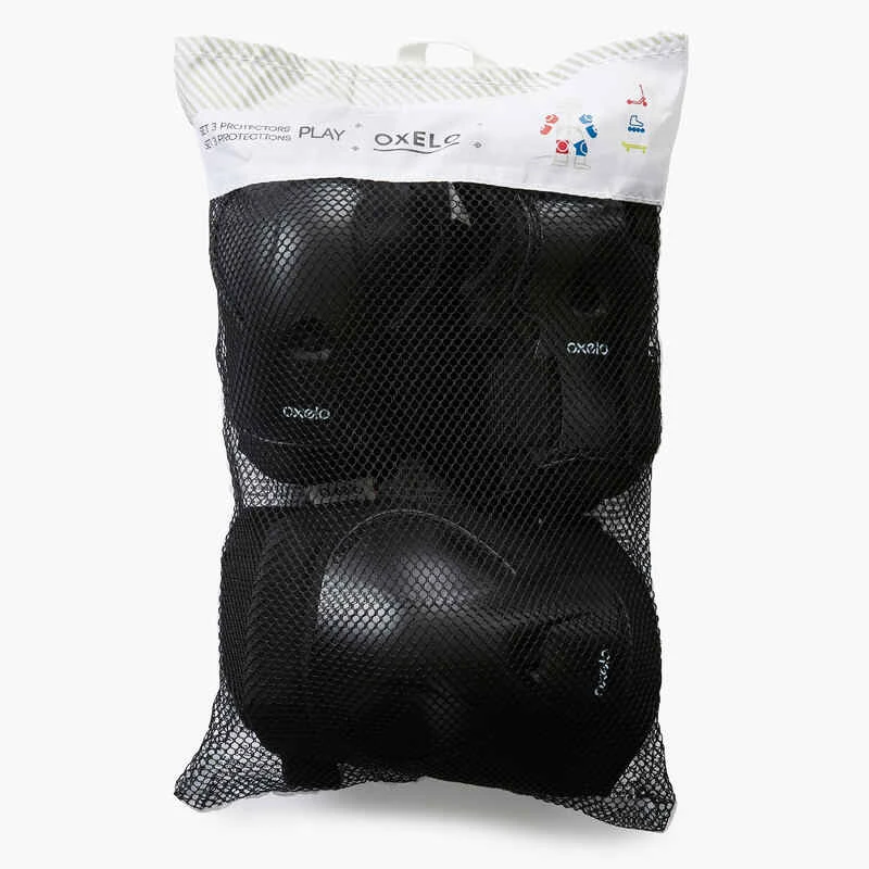 Set 3x2 Protections Roller Trottinette Skate Enfant PLAY Noir 10 Set 3x2 Protections Roller Trottinette Skate Enfant PLAY Noir â Image 8