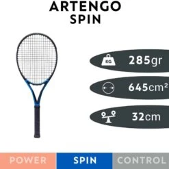 Artengo Raquette De Tennis Adulte TR930 Spin 285 G - Noir/Bleu -ProSportif Boutique raquette de tennis adulte tr930 spin noirslashbleu 2