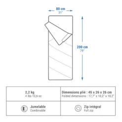 Quechua SAC DE COUCHAGE EN COTON POUR LE CAMPING - ARPENAZ 10° COTON -ProSportif Boutique sac de couchage en coton pour le camping arpenaz 10 coton 2