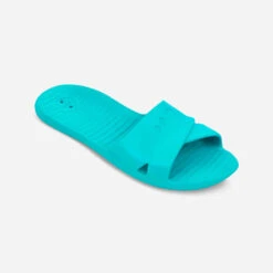Sandale Claquette Piscine Femme SLAP 100 BASIC Bleu Mer -ProSportif Boutique sandales de piscine femme slap 100 basic bleu fonce 3