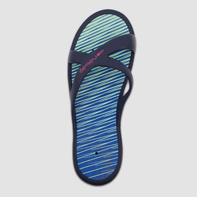 Sandales De Piscine Femme - Slap 500 Print - Lay Bleu Vert 4 Sandales De Piscine Femme - Slap 500 Print - Lay Bleu Vert – Image 2