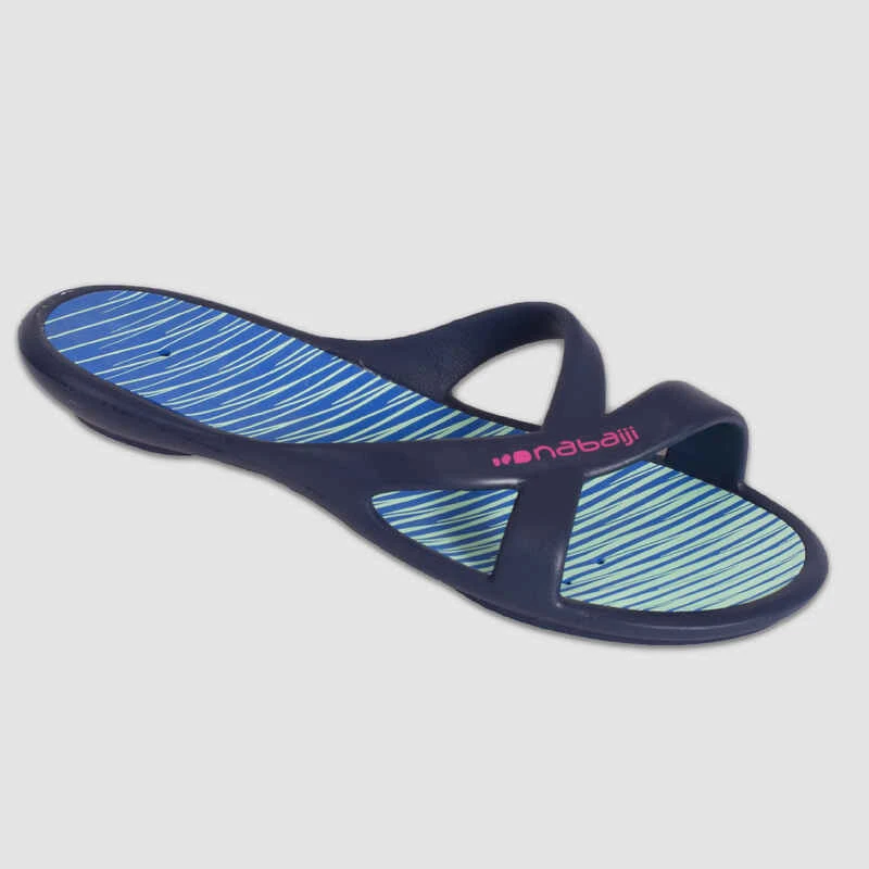 Sandales De Piscine Femme - Slap 500 Print - Lay Bleu Vert 5 Sandales De Piscine Femme - Slap 500 Print - Lay Bleu Vert – Image 3