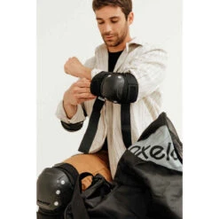 Set 3x2 Protections Roller Adulte FIT500 Noir Gris -ProSportif Boutique set 3 protections roller adulte fit500 noir gris 15