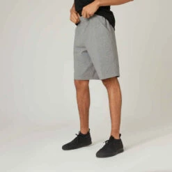 Short Coton Extensible Fitness Long Gris Chiné