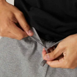 Short Coton Extensible Fitness Long Gris Chiné -ProSportif Boutique short coton extensible fitness long gris chine 4