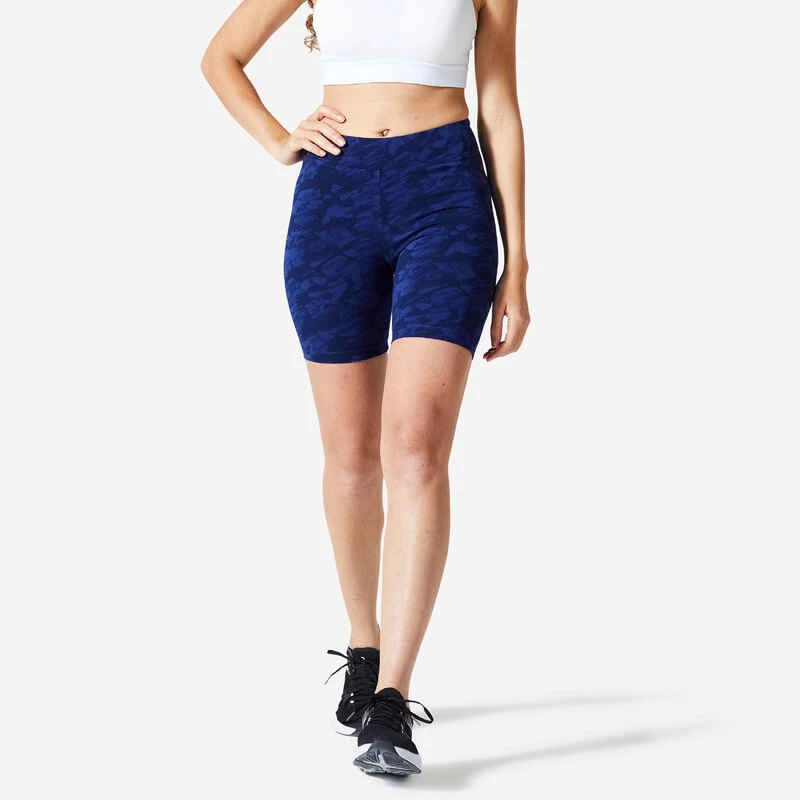 Short Cycliste Fitness Femme - 500 Imprimé Bleu Marine 3 Short Cycliste Fitness Femme - 500 Imprimé Bleu Marine