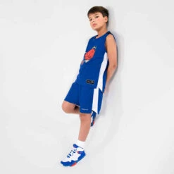 SHORT DE BASKETBALL ENFANT - SH500 BLEU BLANC -ProSportif Boutique short de basketball garconslashfille sh500 bleu blanc 2