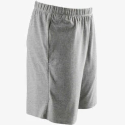Short Fitness Homme Coton Droit Avec Poche Clés - 100 Gris Court -ProSportif Boutique short de sport 100 court homme noir 3