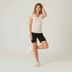 Short Coton Fitness Fit+ Coupe Droite Noir -ProSportif Boutique short regular fit 500 femme noir 2