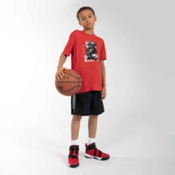 SHORT DE BASKETBALL REVERSIBLE ENFANT - SH500R ROUGE NOIR -ProSportif Boutique short reversible de basketball garconslashfille sh500r rouge noir 3