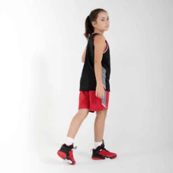 SHORT DE BASKETBALL REVERSIBLE ENFANT - SH500R ROUGE NOIR -ProSportif Boutique short reversible de basketball garconslashfille sh500r rouge noir 4