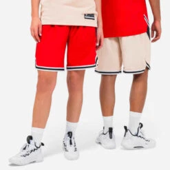 SHORT BASKETBALL REVERSIBLE HOMME/FEMME - SH500R ROUGE BEIGE