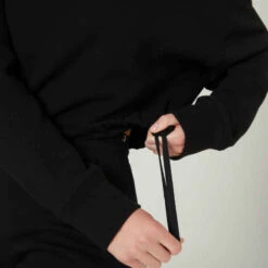 Sweat Crop Fitness Femme - 520 Noir -ProSportif Boutique sweat 520 crop col rond avec lien de serrage majorite coton fitness noir 8