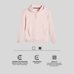 Sweat-shirt à Capuche Fitness Femme - 520 Quartz Rose -ProSportif Boutique sweat a capuche fitness poche kangourou rose 6